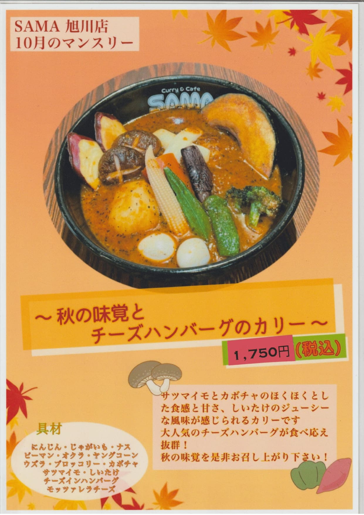 ～秋の味覚とチーズハンバーグのカリー～