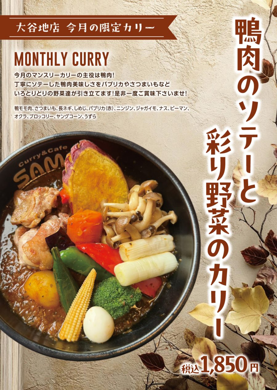 鴨肉のソテーと彩り野菜のカリー